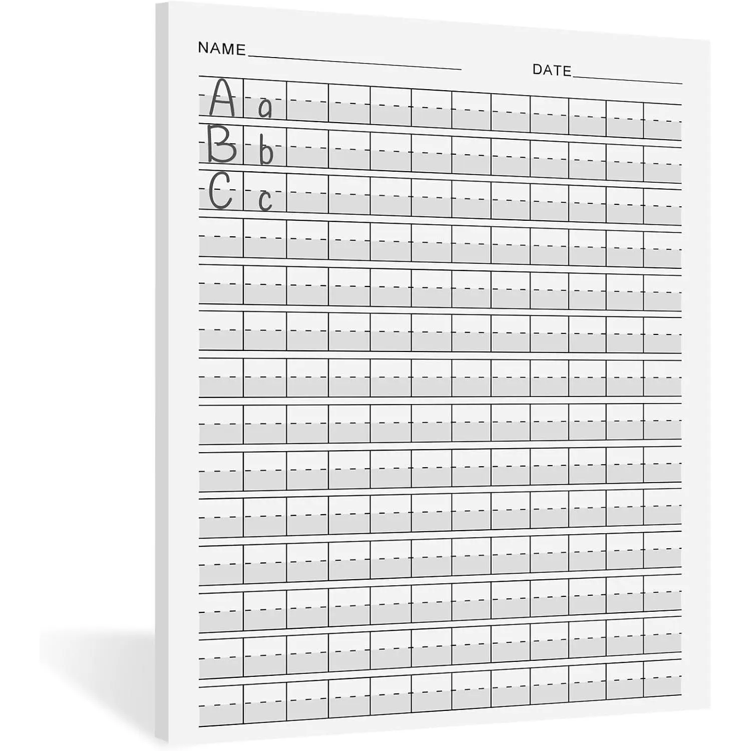 Level 1 Beginner Handwriting Paper for Primary Kids, 50 Glue-Bound 8.5x11 in Sheets with Gray Highlighted Lines, Ideal for Pencils/Pens Practice & Proper Letter Positioning