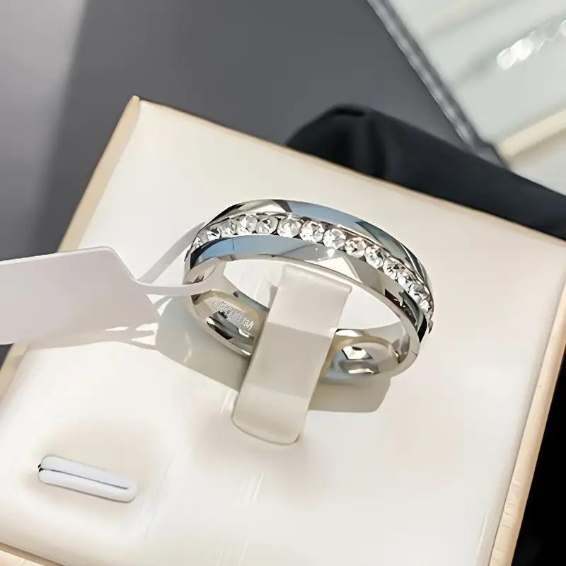 1 Piece minimalist rings Never Fade Stainless Steel Ring Men Women Couple Ring Single Row Full Diamond Cuban Ring Engagement Wedding Band friendship rings