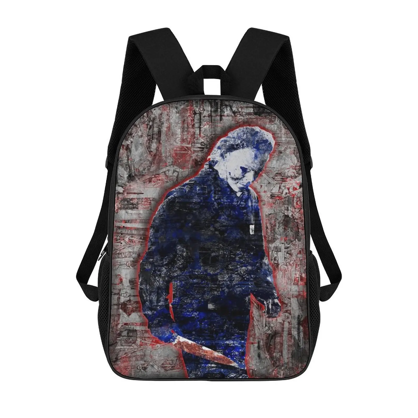 Michael Myers Backpack - Stylish black casual, horror character design, adjustable shoulder straps, suitable for daily use