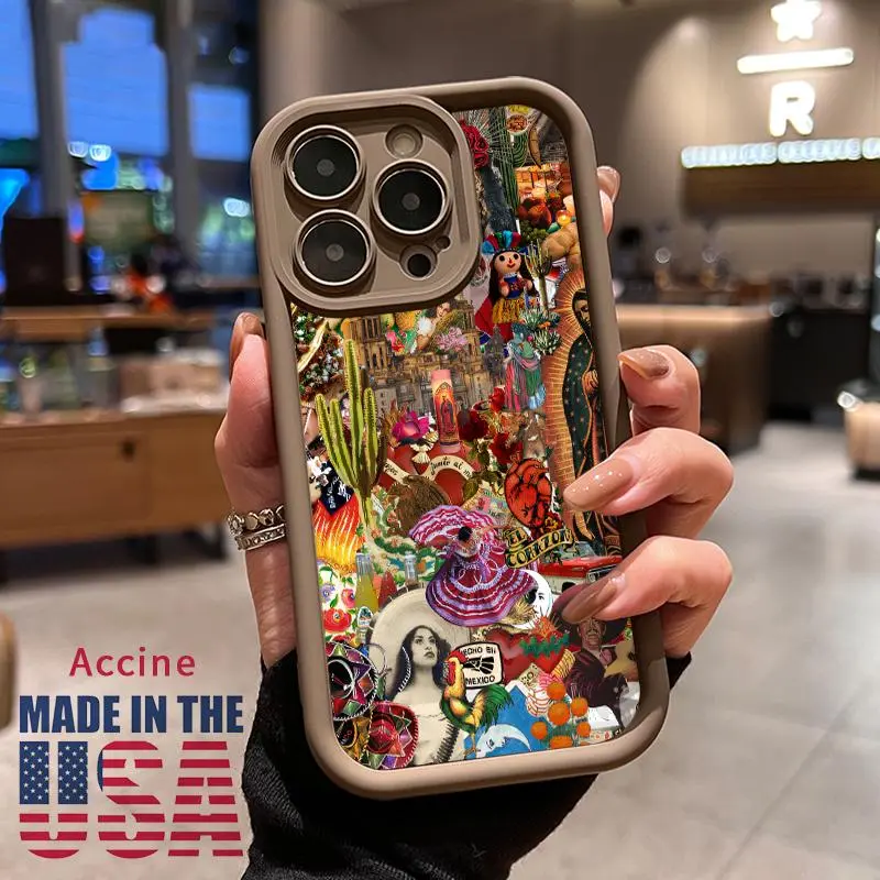 Mexican Heritage Tapestry Smartphone Case, Full Coverage Rugged Handheld Cellphone Protection for iPhone 16 Pro Max-16e-15-14 Plus-13-12 Mini-11 Pro Max-X-XS Max-XR, Anti-Fingerprint Device Cover Gift for Boys