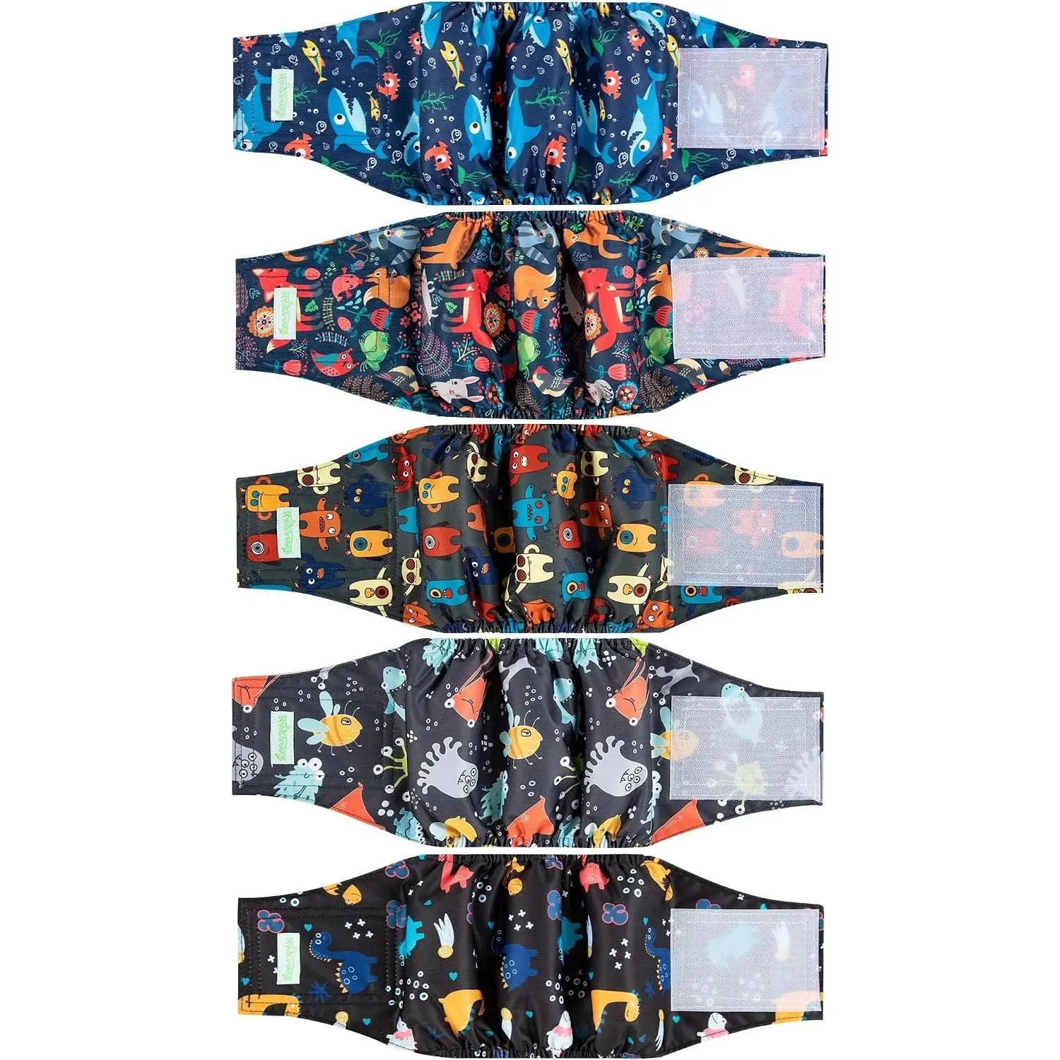 Reusable Male Dog Belly Bands - Washable Diaper Wraps for Small, Medium, Large Dogs & Puppy Use (5-Pack Small Size)