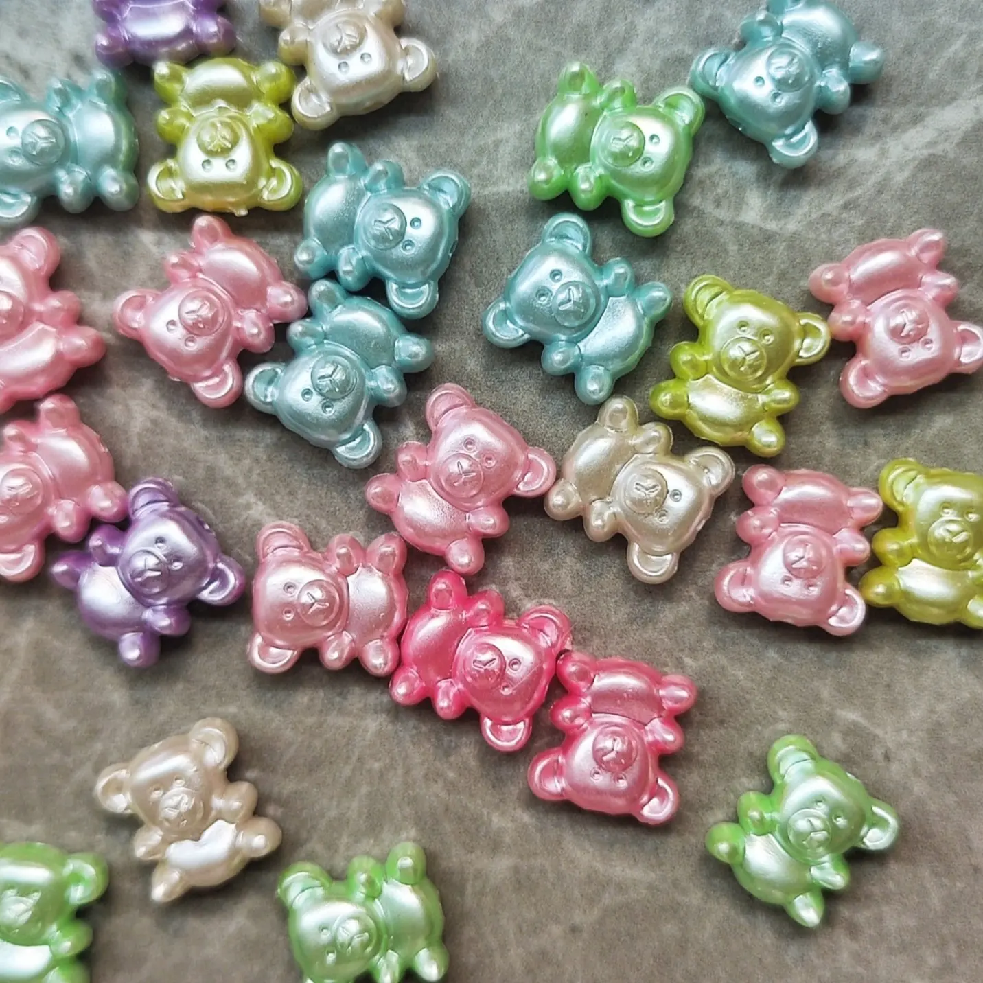 40pcs 11x11mm Acrylic Bear Beads, UV Coated Solid Color, DIY Jewelry Making, Bracelet Necklace Charm, Craft Supplies