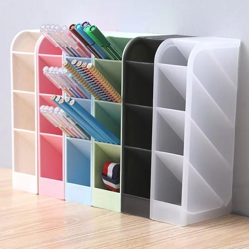 Desk Pen Holder, 1 Count Multi-functional Plastic Stationery Storage Box, Desk Organizer for Home Office School Student Teacher, Desk Organizer Tidy