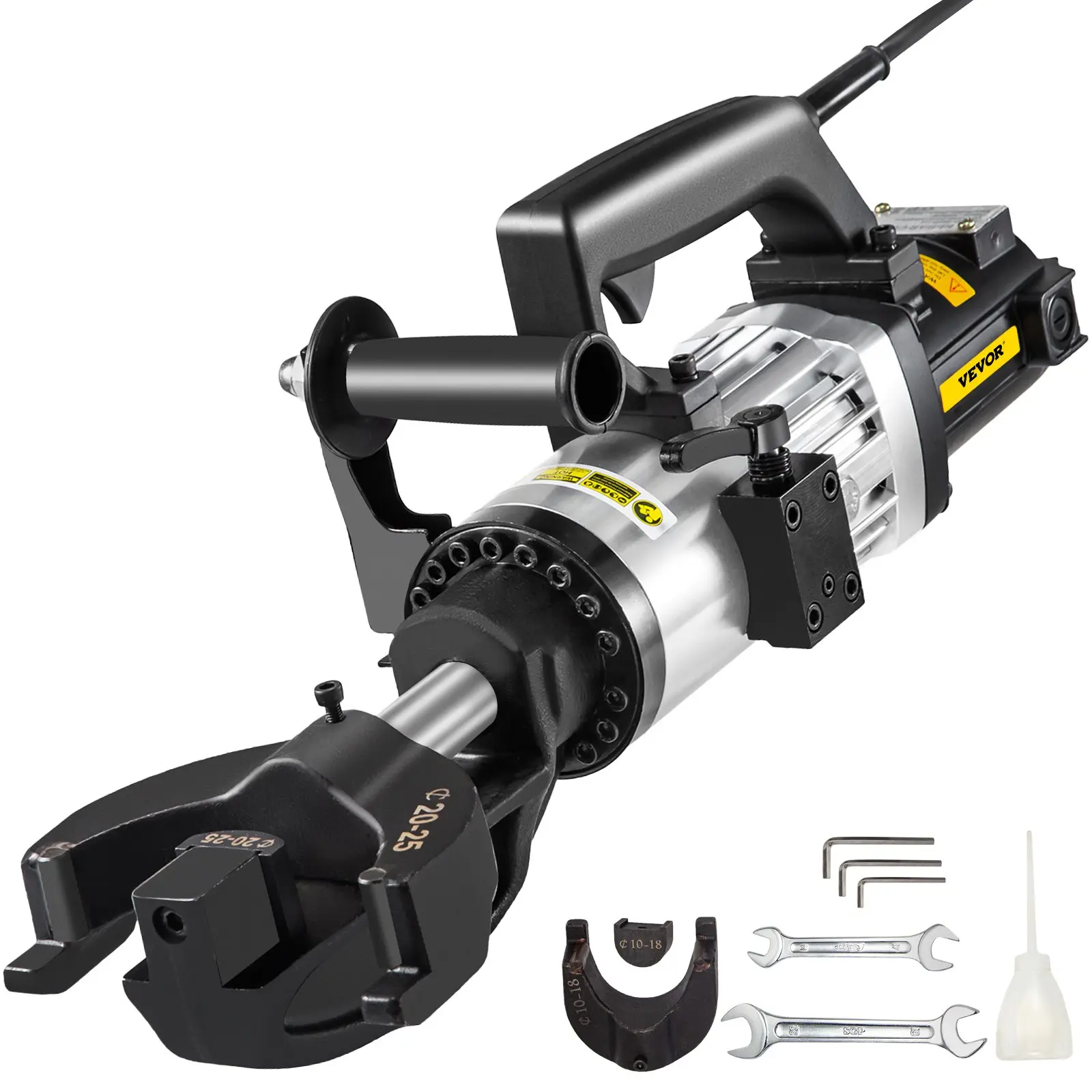 VEVOR 1.5 KW Electric Rebar Bender with Handles, 1-in (25 mm) Hydraulic Handheld Tool, 5 s Bending Speed, 110 V for Construction Work