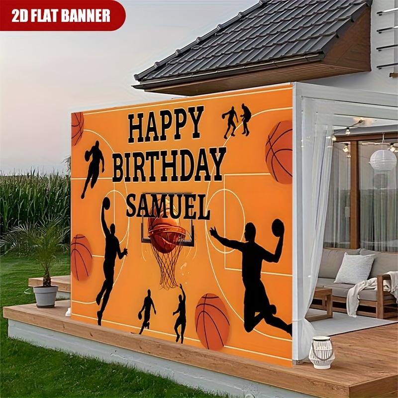 [Custom Basketball Background] 2D Flat Personalized Custom Name Birthday Party Basketball Dunk Background Cloth - Multi-Functional Party Wall Decoration for Home Decor - Suitable for Various Occasions and Patterns - No Electricity Required