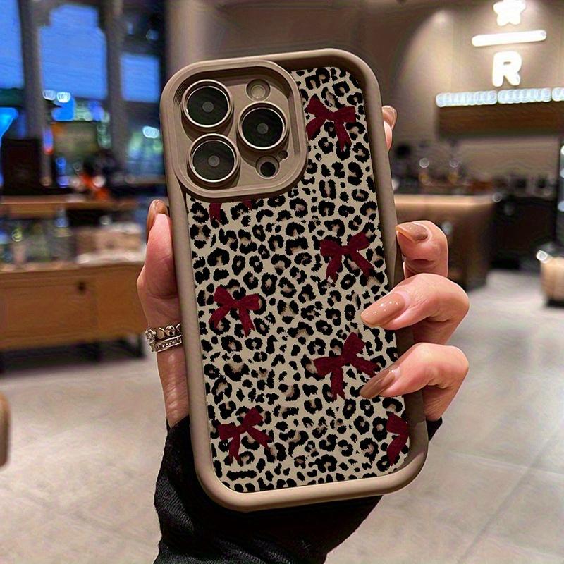 [Red Bow Phone Case] Leopard Print Red Bow  Anti-Drop Soft Case, Minimalist High-End Air Cushion Suitable for iPhone 17 E Air Pro ProMax iPhone16 15 14 Plus 13 12 Mini 11 X XS XR,  Couple'S  New Style, Anti-Drop, Matte, Unisex, Full Coverage, Soft Case