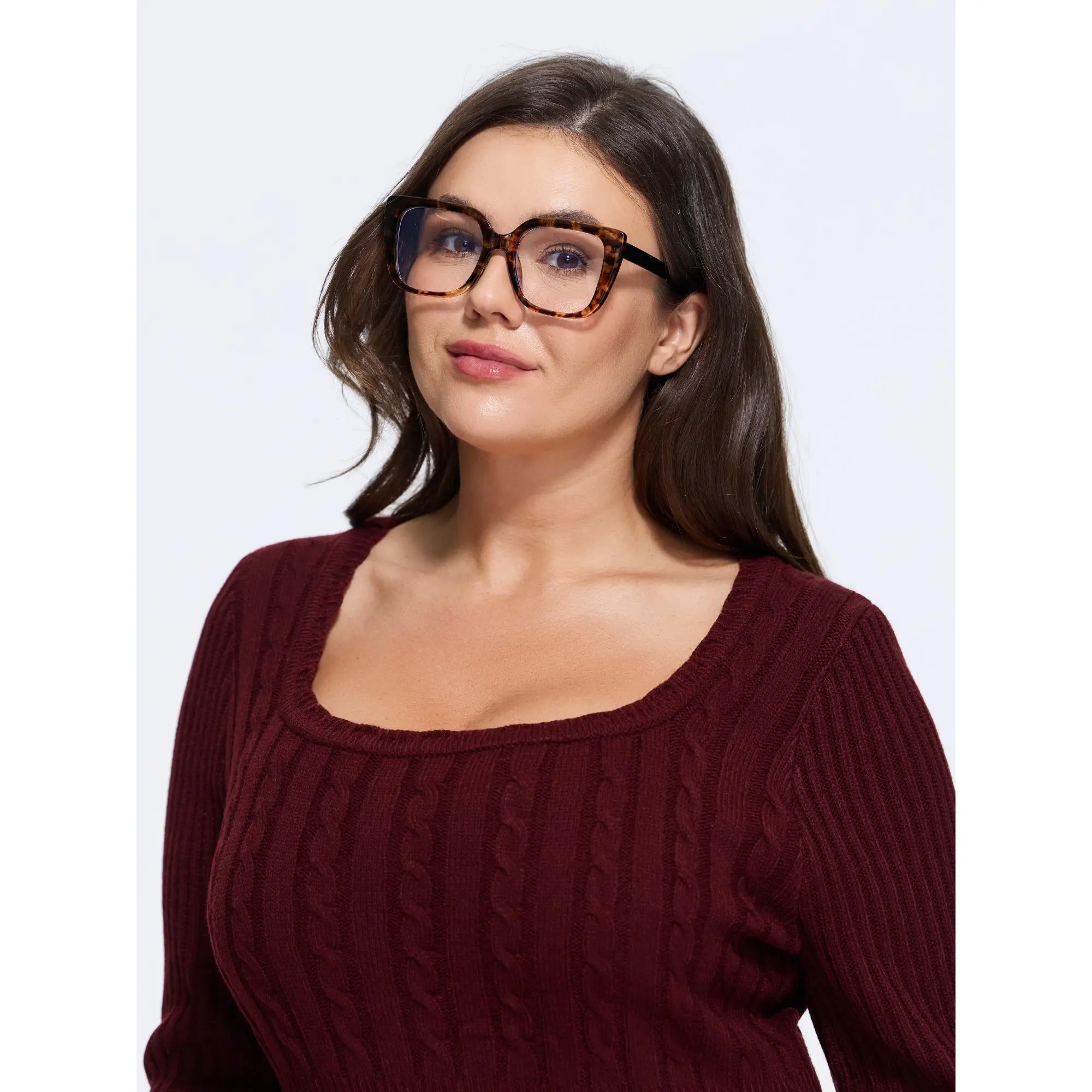 BLOOMCHIC Plus Size Tortoiseshell Square Frame Glasses BLOOMCHIC Plus Size Tortoiseshell Square Frame Glasses