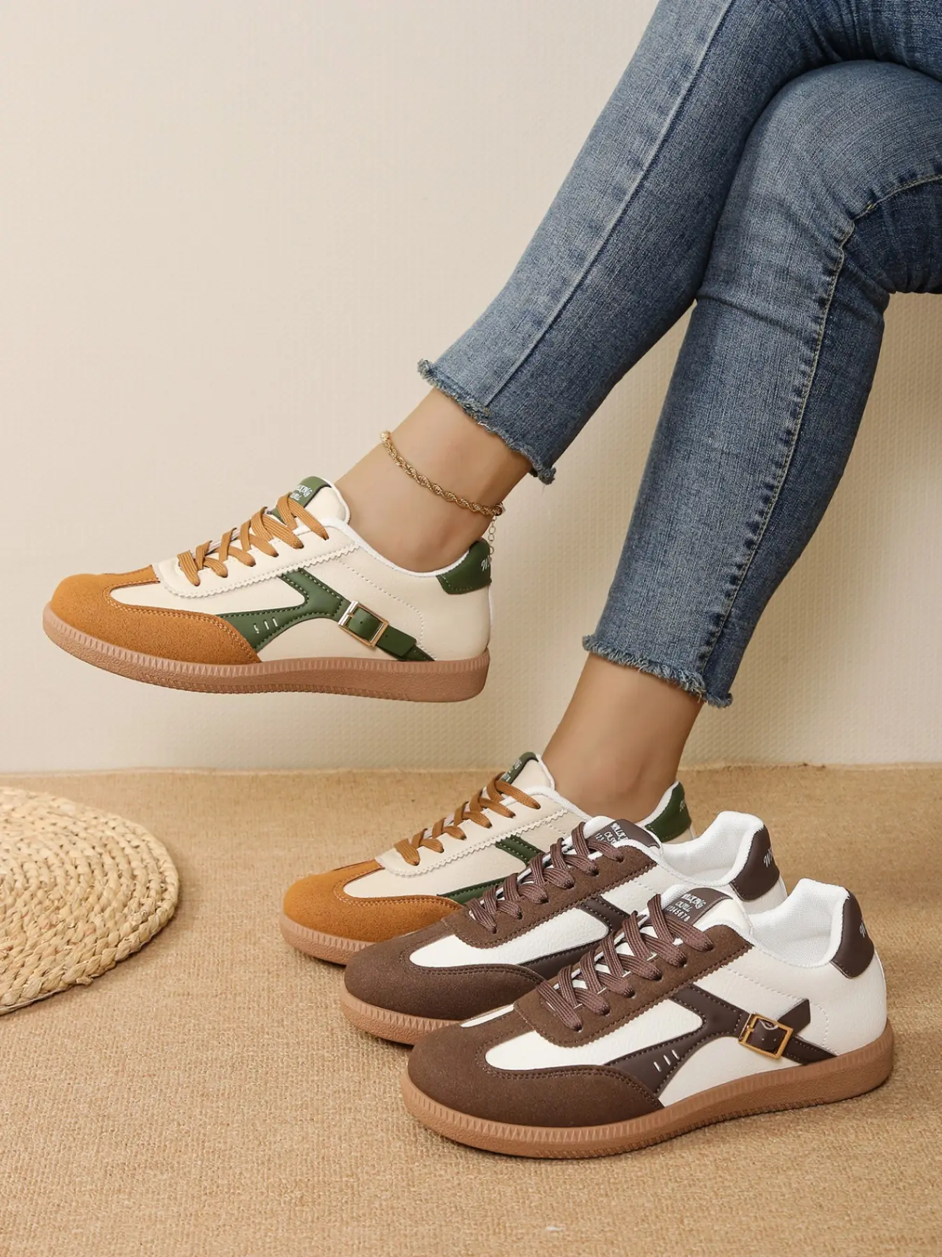 Women's Fashion Soft Retro Trainer Shoes, Comfortable Flat Shoes, Breathable Casual Sneakers, Multiple Colors, All Seasons