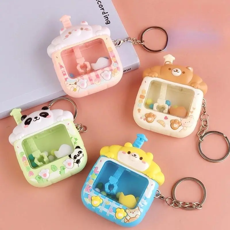 Cartoon Baby Panda Mini Terrier Color Ball Claw Machine Toys Keychain Schoolbag Decoration for Childrens Boy Girl Birthday Gifts