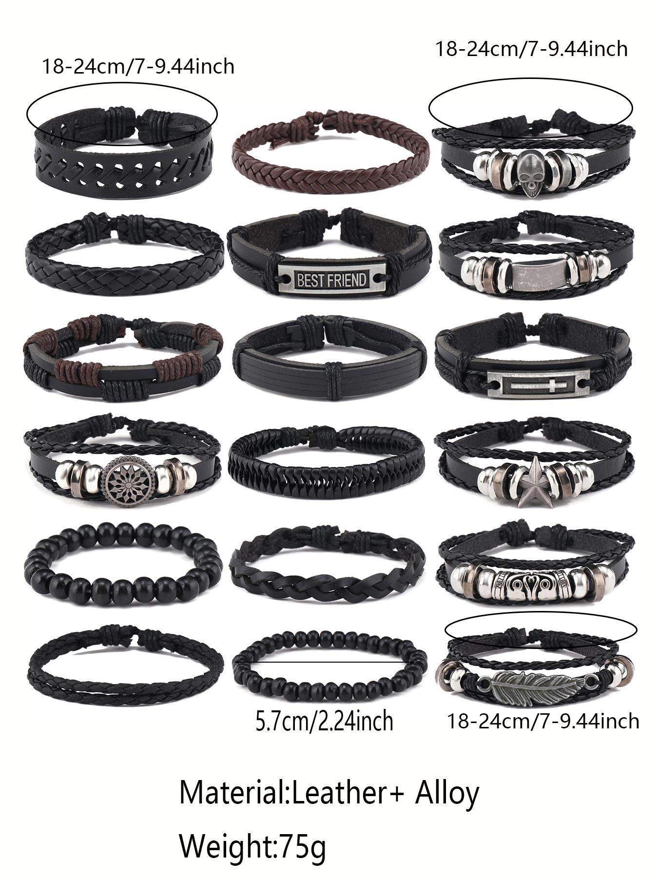 Men's Punk Style Leather Braided Bracelets, Vintage Beaded Bracelets, Fashionable Designer Jewelry for Party, Daily Clothing Decor, Trendy All-match & Exquisite Jewelry for Gift