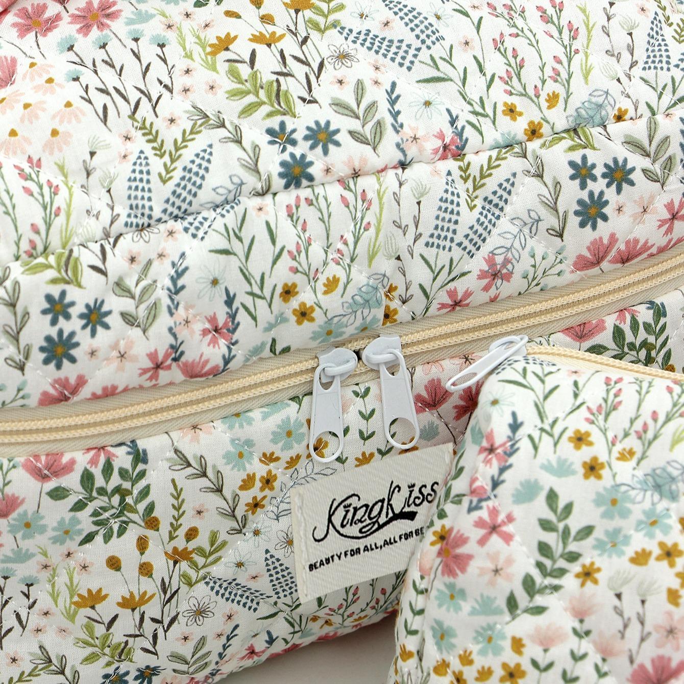 Floral Pattern Makeup Bag Set, 3 Counts Large Capacity Travel Cosmetic Storage Bag, Zipper Makeup Organizer Pouch, Travel Cosmetic Bags