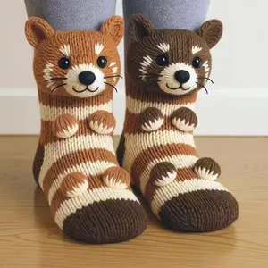 Funny Socks Knit 3D, 3D Knit Animal Socks, Funny Novelty Floor Sock, Winter Warm Thick Funny Animals Sock