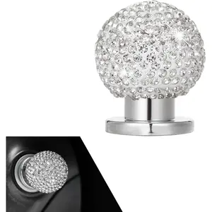 Bling  Push Start Button Cover,  Rhinestone Auto Ball Engine Start Button Ring Sticker, Cute Joystick Engine   Knob Decal,   Decor for Girls (White)