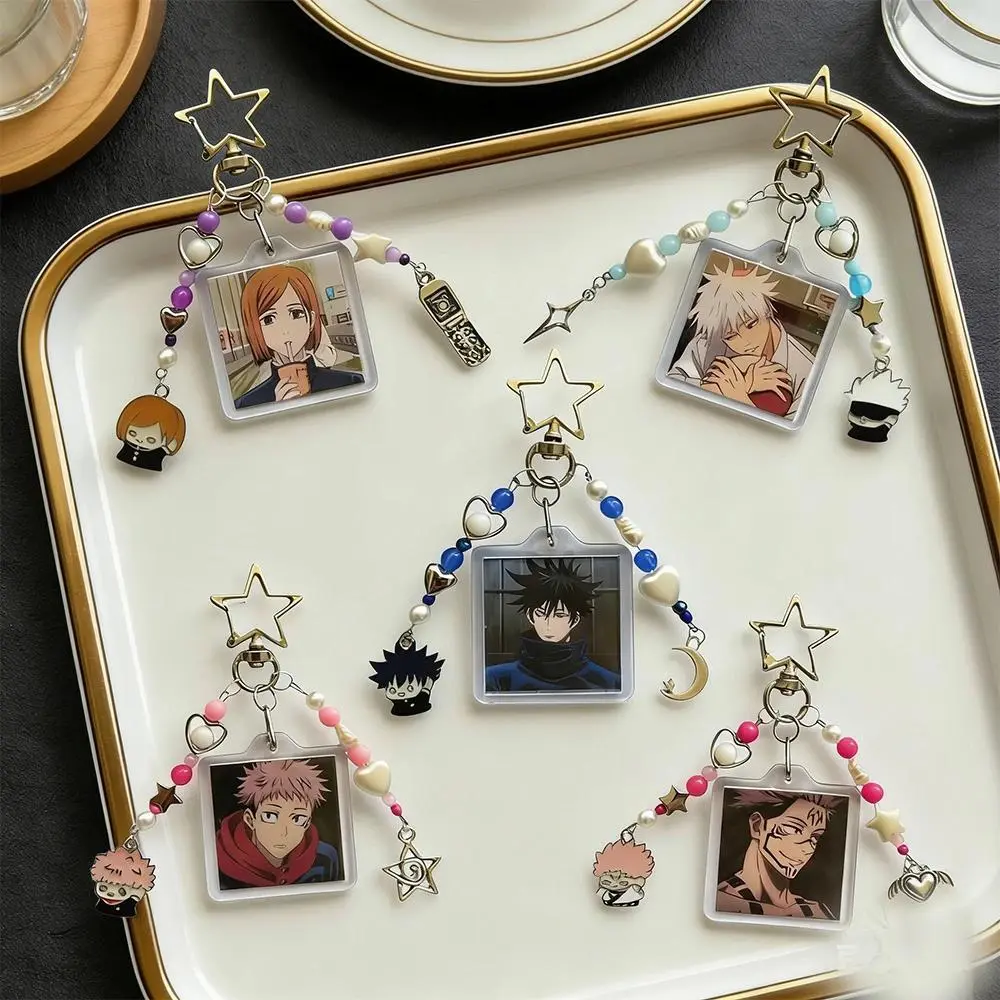 Cute JJK Keychain inspired Keychain Anime Gojo, Itadori, Megumi, Nobara & Sukuna Handcrafted Beaded Keyring Backpack Accessories