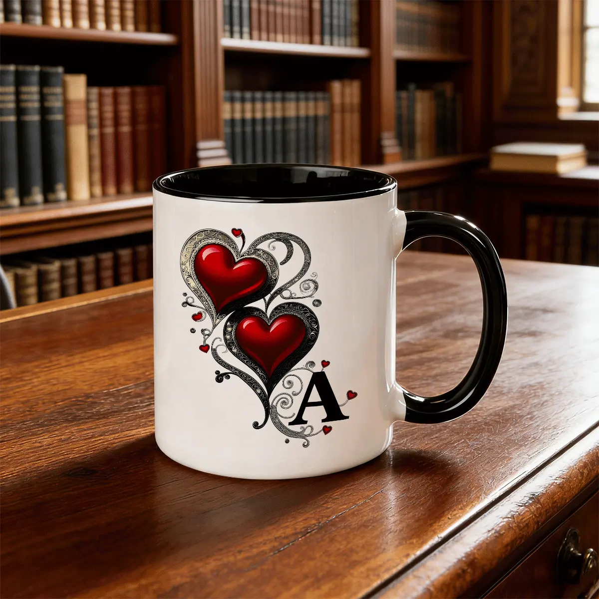 Shimmering Heart Initials A-Z Thermosensitive Ceramic Mug, Magic Color-Changing Heart-Handle Mug, 11 Oz 330 Ml, Mothers Day Gift #GLOBAL PICKS