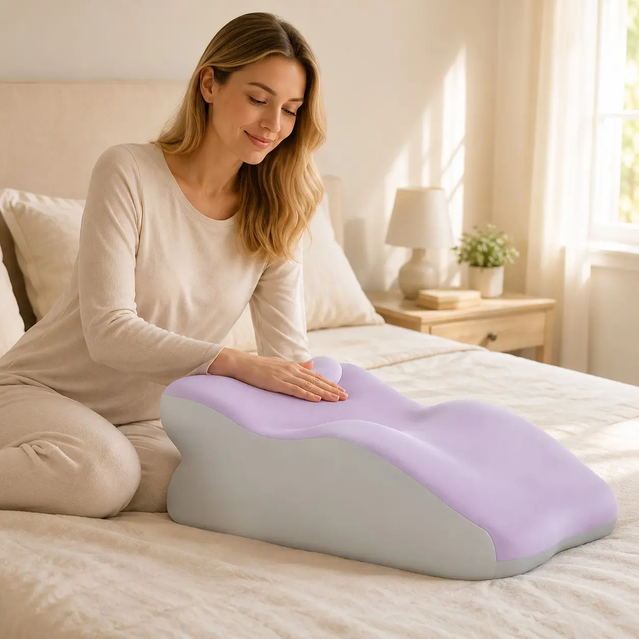 Couple Waist Cushion with Portable Pillow, Waist Wedge Bolster, Multi-Pose Lumbar Support, Washable, Durable, Comfortable Sofa Bed Pad Dxz-08