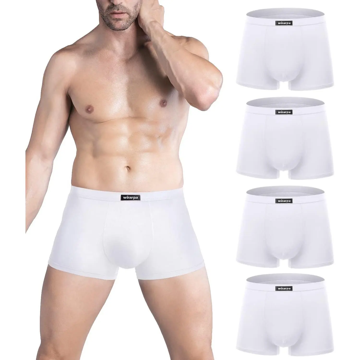 Men's Breathable Modal Microfiber Trunks Underwear Covered Band Multipack