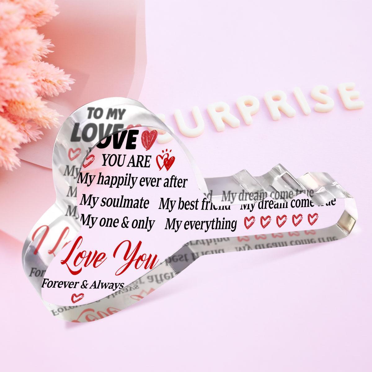 Heart & Letter Pattern Acrylic Plaque Sign, 1 Count Creative Desktop ...