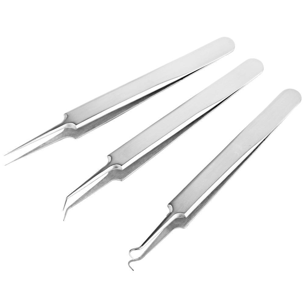 Stainless Steel Blackhead Remover Tweezers, 3 Counts/set Facial Deep Cleansing Tool, Professional Skincare Tools for Women & Men