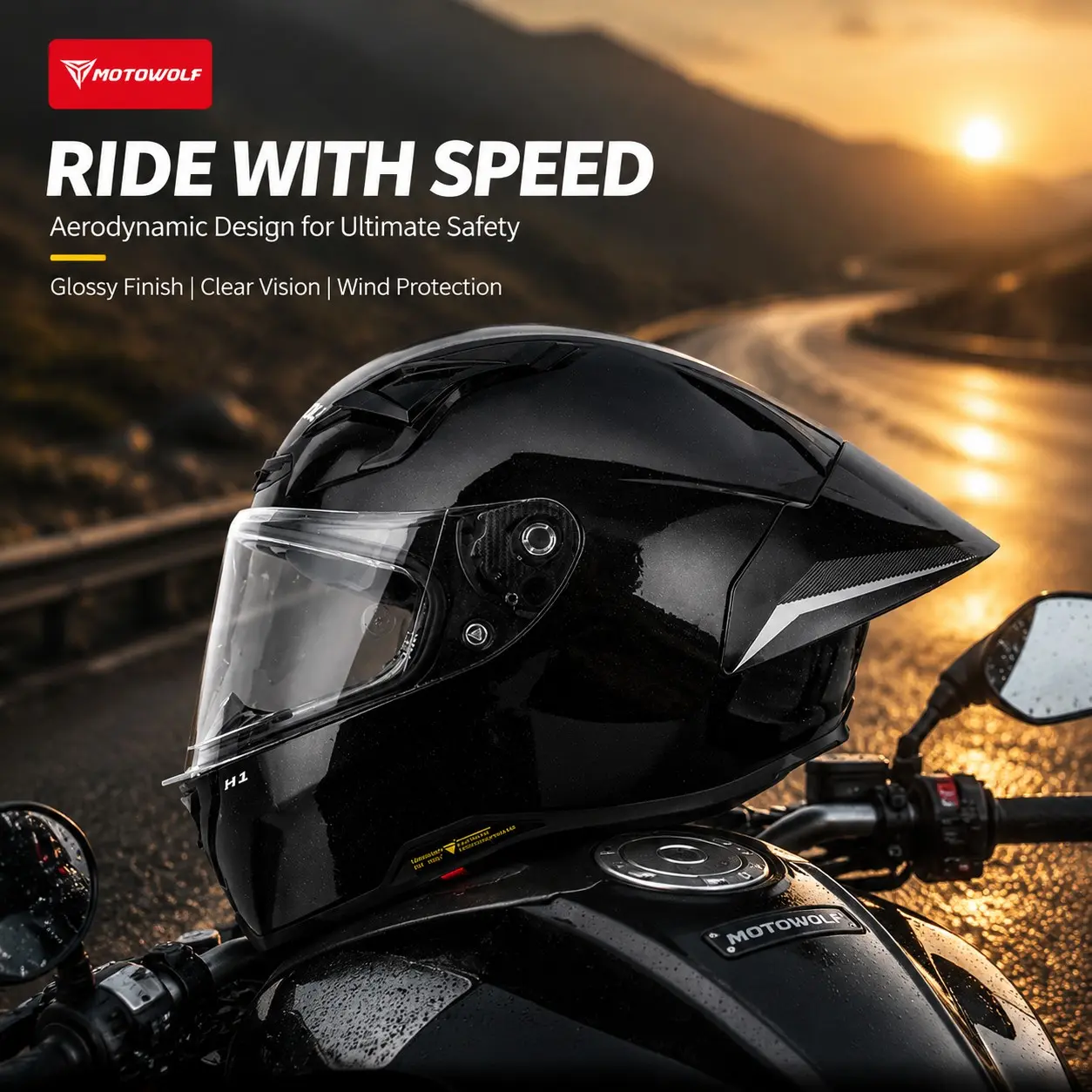Dot Racing Full Helmet, Aerodynamic Large Tail Wing, Breathable Multi-Vent Summer Bike Helmet for Men and Women, All-Season Riding Gear, Full Face Helmet