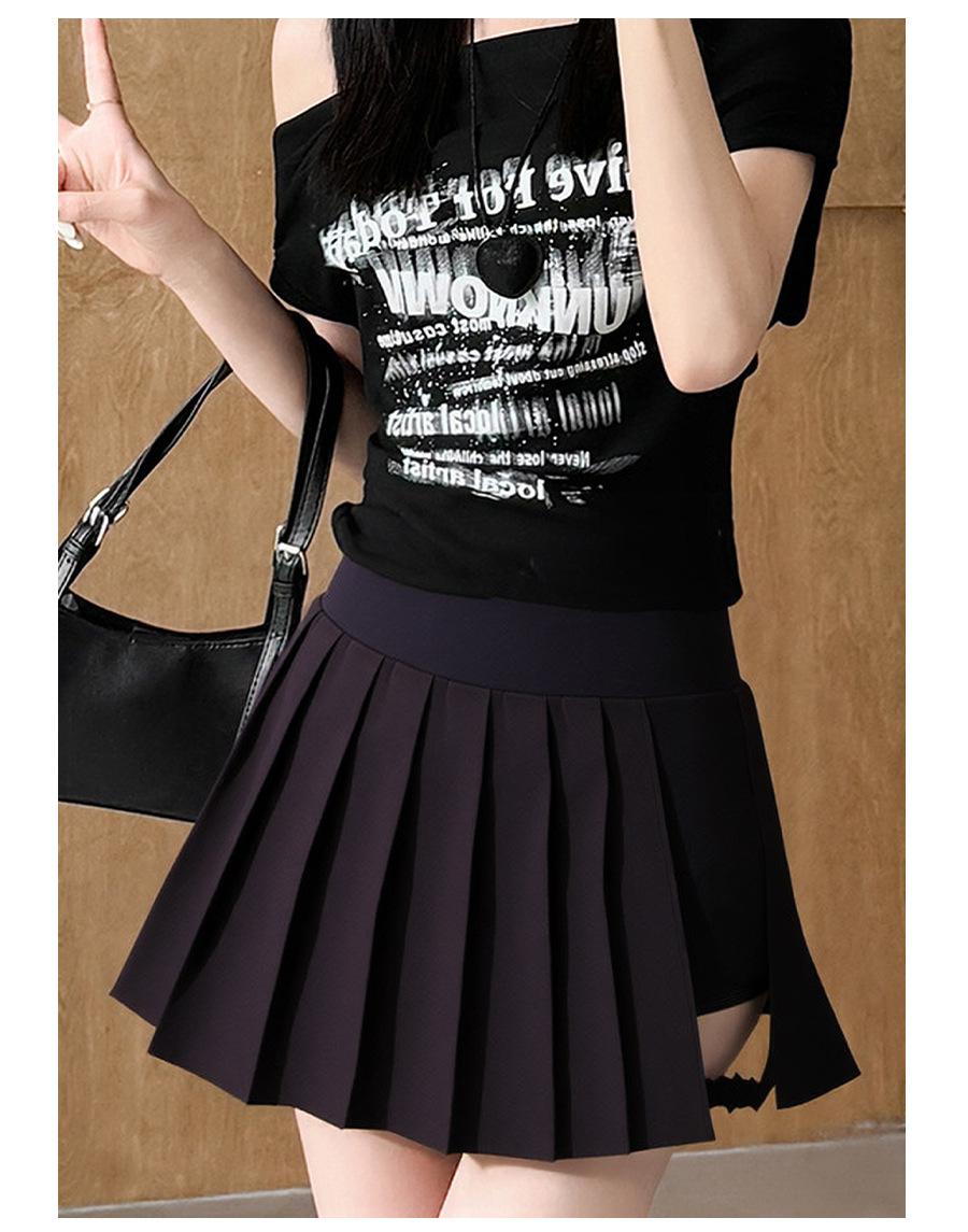 Breezeful High Waisted Pleated 2-in-1 Side & Pocket Asymmetric Hem Quick Dry Mini Dance Skirt Anti glare women's yoga clothes pleated skirt sports short skirt suitable for outdoor running tennis skirt, Daily outfit, Date attire-03