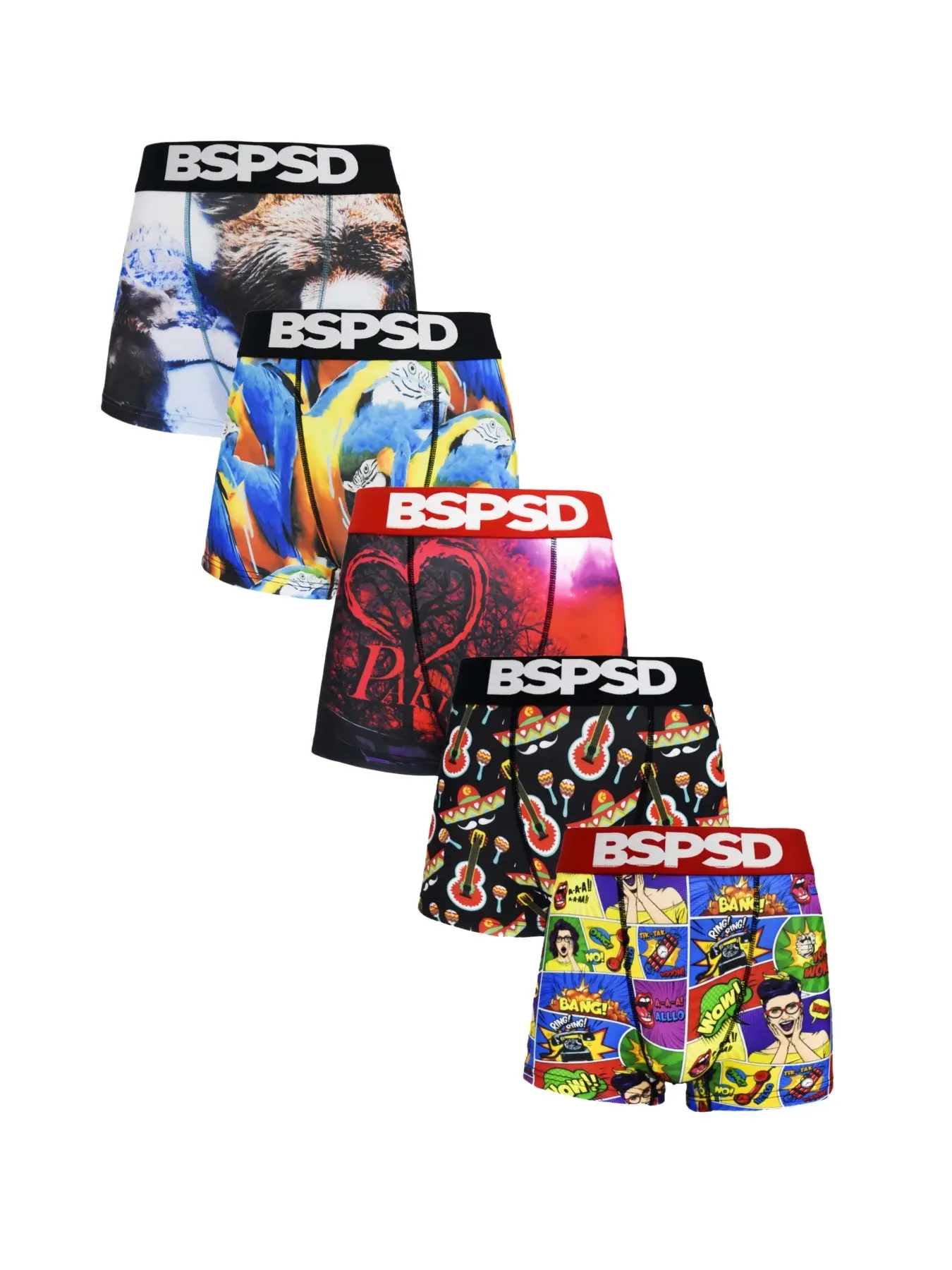 5Pcs Men's Digital Print Underwear Boxers, Lightweight Breathable Fabric, Comfortable Daily Wear, Essential Men's Fashion Boxer Shorts, Casual Breathable Underwear