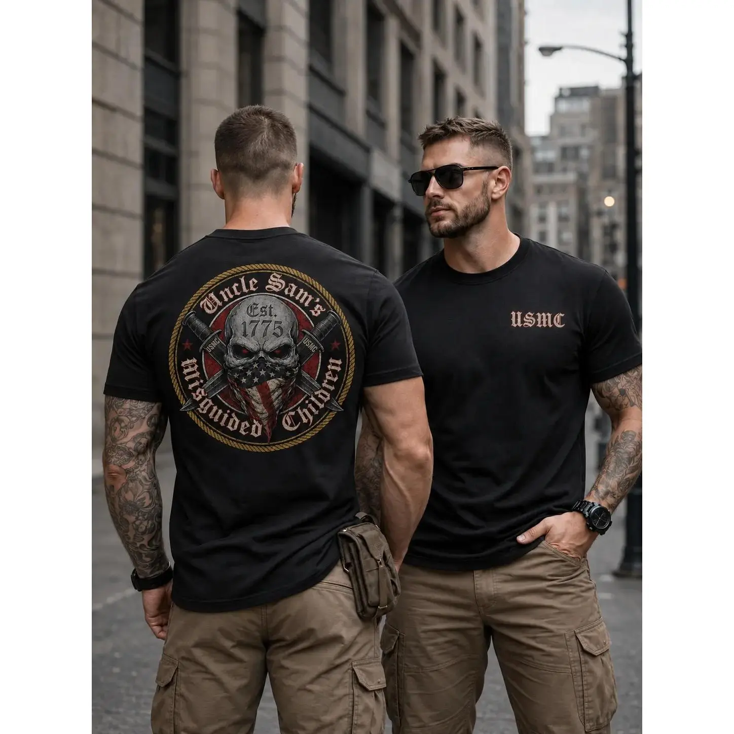 USMC Uncle Sam's Misguided Children Shirt, Marine Corps Skull Graphic Tee, Patriotic Military Veteran T-Shirt, American Flag Skull Shirt, USMC Gift for Marines