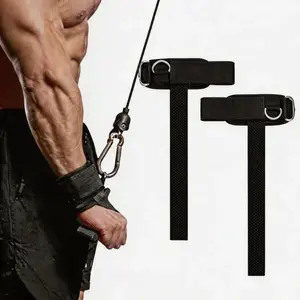 2 in 1 Lifting Straps with Reinforced D Ring Non Slip Silicone Beads Thick Padded Wrist Support for Deadlift Cable | Gym Accessories resistance bands heavy duty fitness
