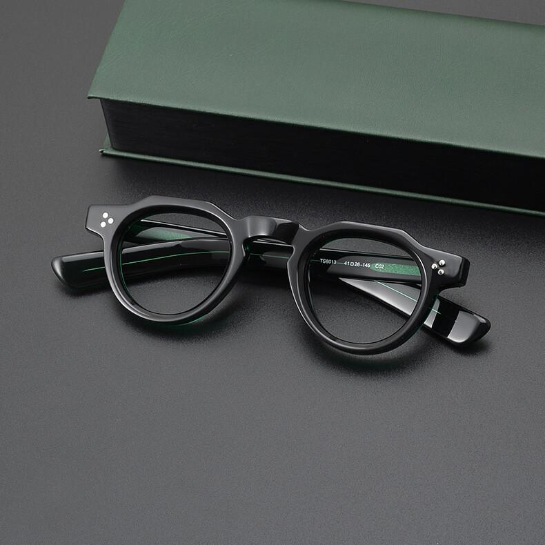 Handmade Acetate Japanese Eyeglass Frames for Women & Men Full Rim Reading Glasses Black Spectacles