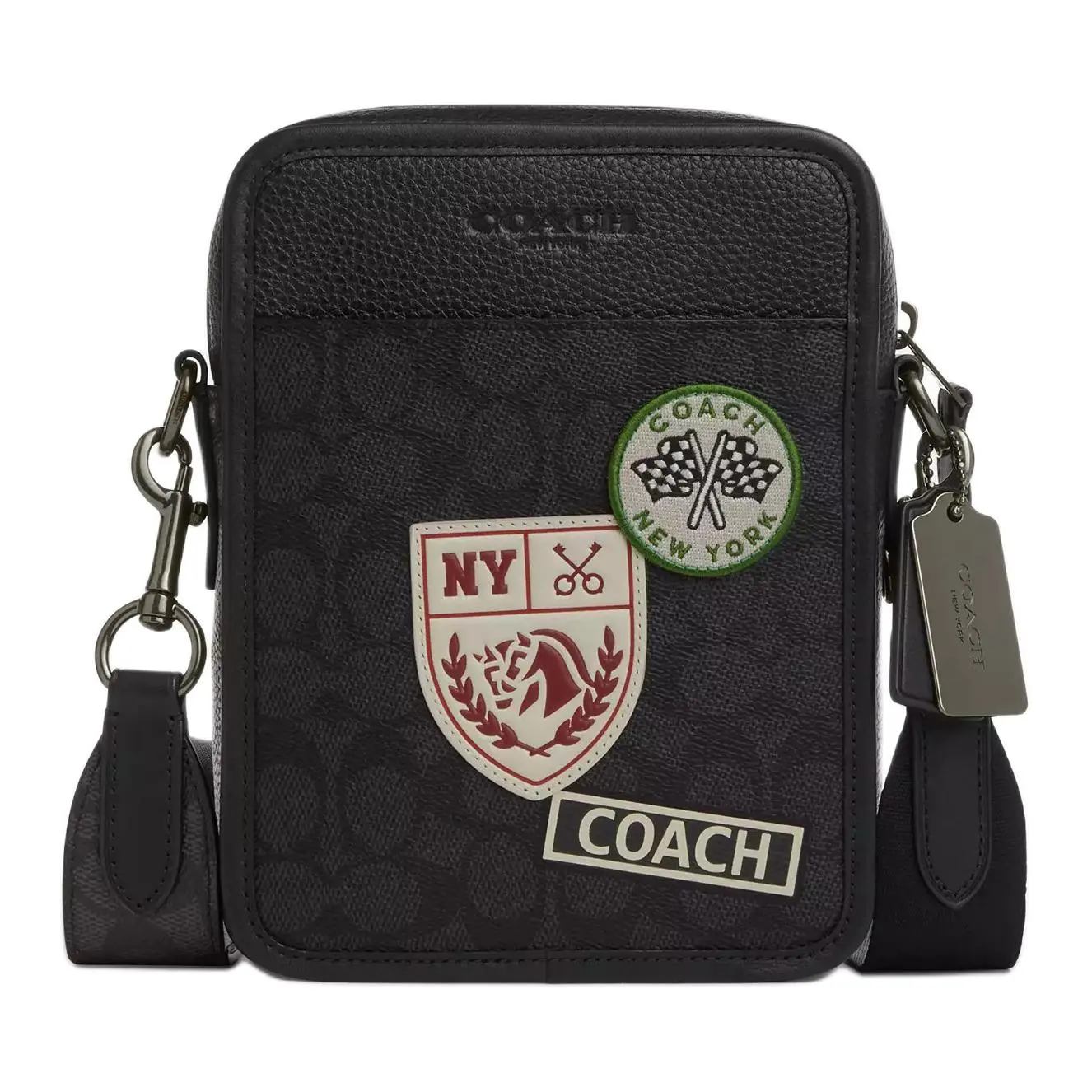COACH Sullivan 16 Adjustable Detachable Strap Crossbody Shoulder Bag for Men, Coated Canvas, Small Size, Charcoal