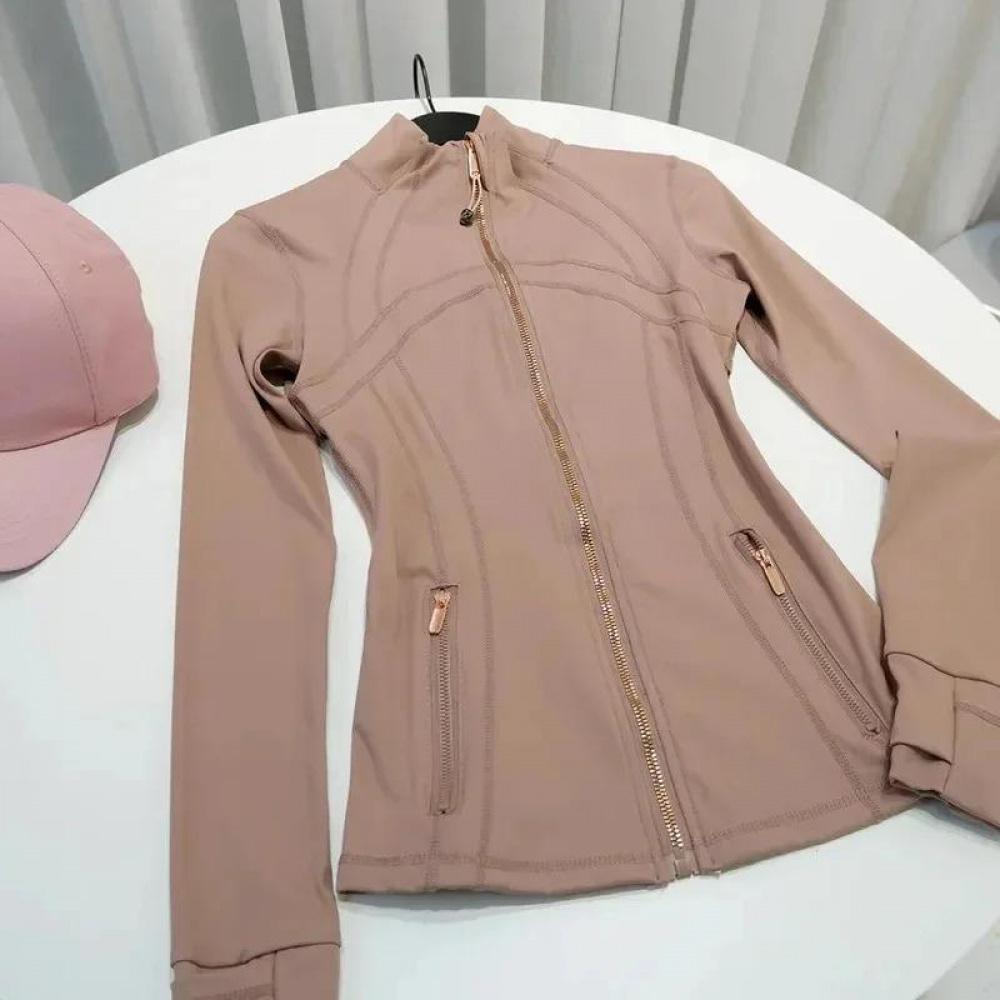 2026 Rose Gold Jacket Third Generation No Mesh Slim Fit Thin Sport Fitness Yoga Wear Stand Collar Outerwear For Women Versatile Daily