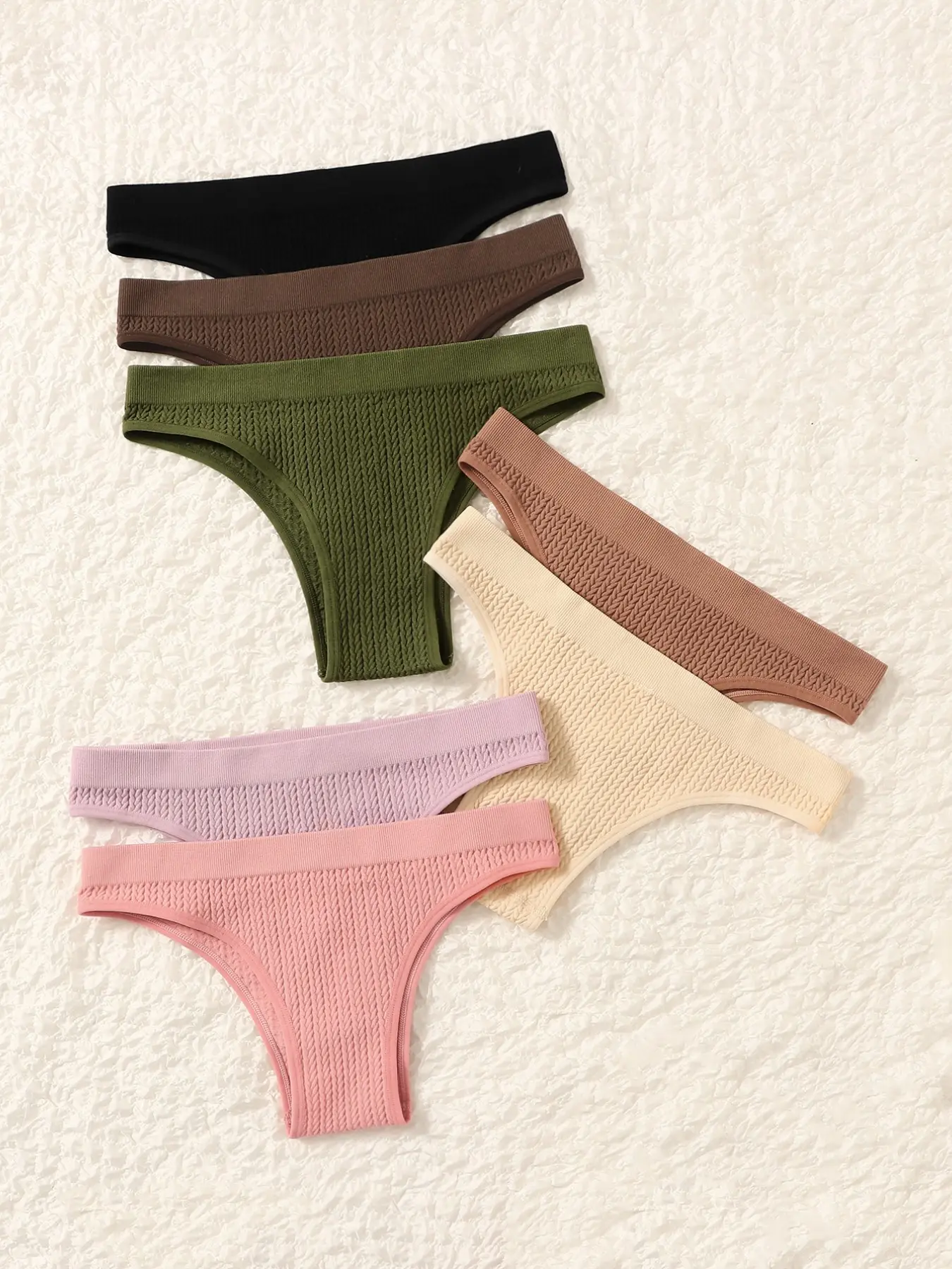 7-Pack Women's Seamless Linen Pattern Triangle Pants, Multiple Colors Available, Casual Daily Wear, Comfortable and Stylish Underwear