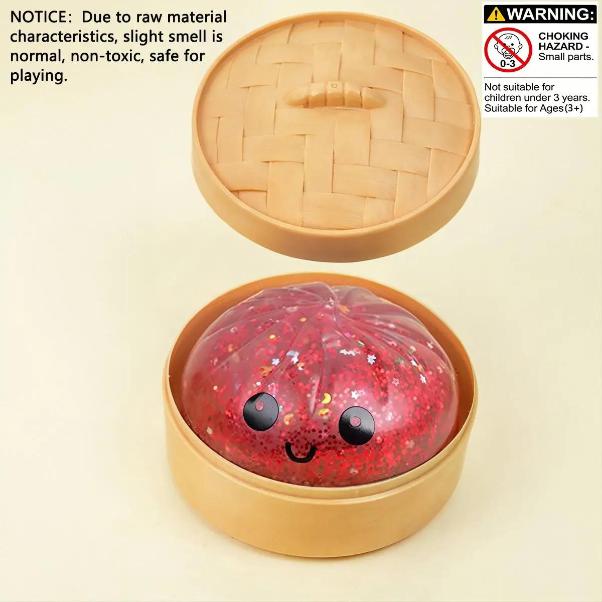 Cute Pressable Toy Set, Includes Glitter Expressive Baozi & Steamer, Kitchen & Office Stress Relief Tool, Desk Fidget, Adult Gift, Squishy Sensory Fidgets, Soft Sensory Fidget, Random Color, Squishy Bun Dumpling, Stress Relief Gadget