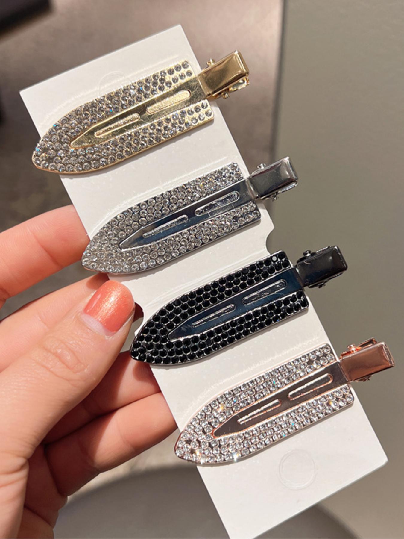 Rhinestone Decorated Hair Clips, Elegant Hair Accessories for Women & Girls, Minimalist Headwear Suitable for Thick Hair, Hair Clip Set