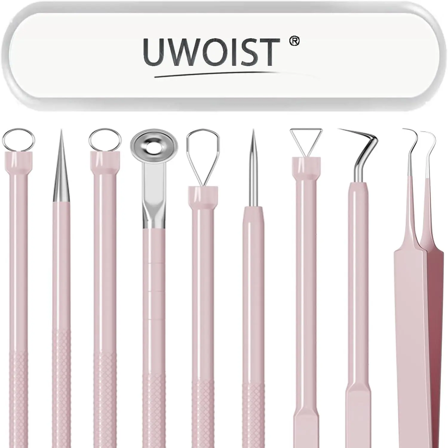 Women's 5-Piece Stainless Steel Blackhead Remover Tool Kit, Skin Care Face Extractor with Tweezers, Risk-Free Pimple Treatment Tool, Risk-Free Tool