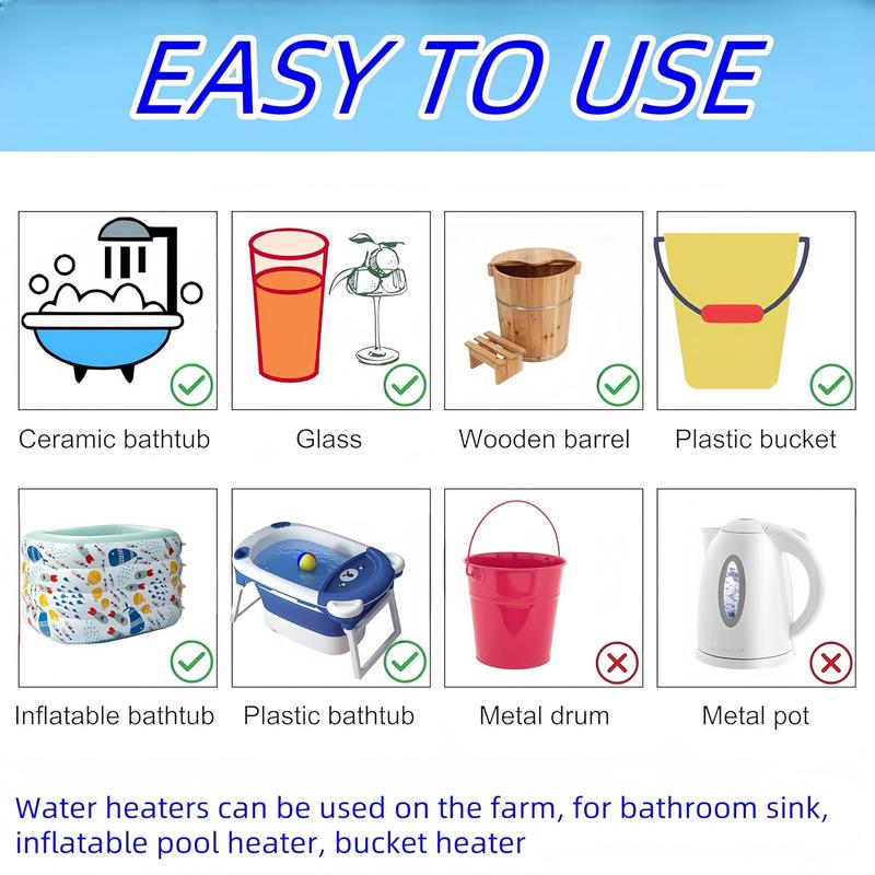 Immersion Water Heater,Portable Electric Immersion Water Boiler Heater ,10 inch Steel,1000W-110V