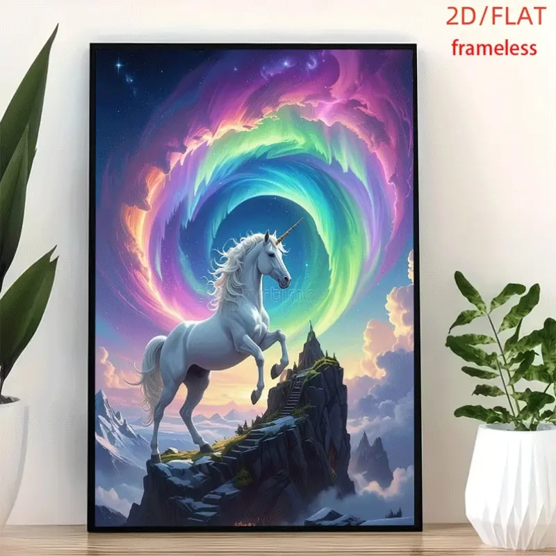 frameless Unicorn Peak Decal Art Decor Print Poster, Wall Art for Living Room, Bedroom, Office, Dining Room & Bar, Perfect Gift & Home Decor, 12in x 16in