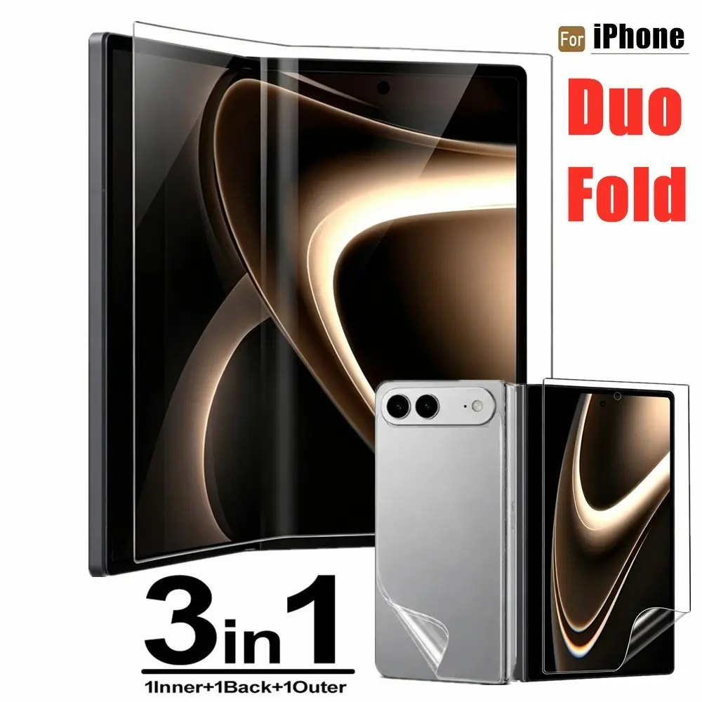 3in1 Inner+Outer+Back HD Hydrogel Film Suitable For iPhone Duo Full Coverage Protective Screen Protector Film Suitable For iPhone Duo Folding Touch Sensitive