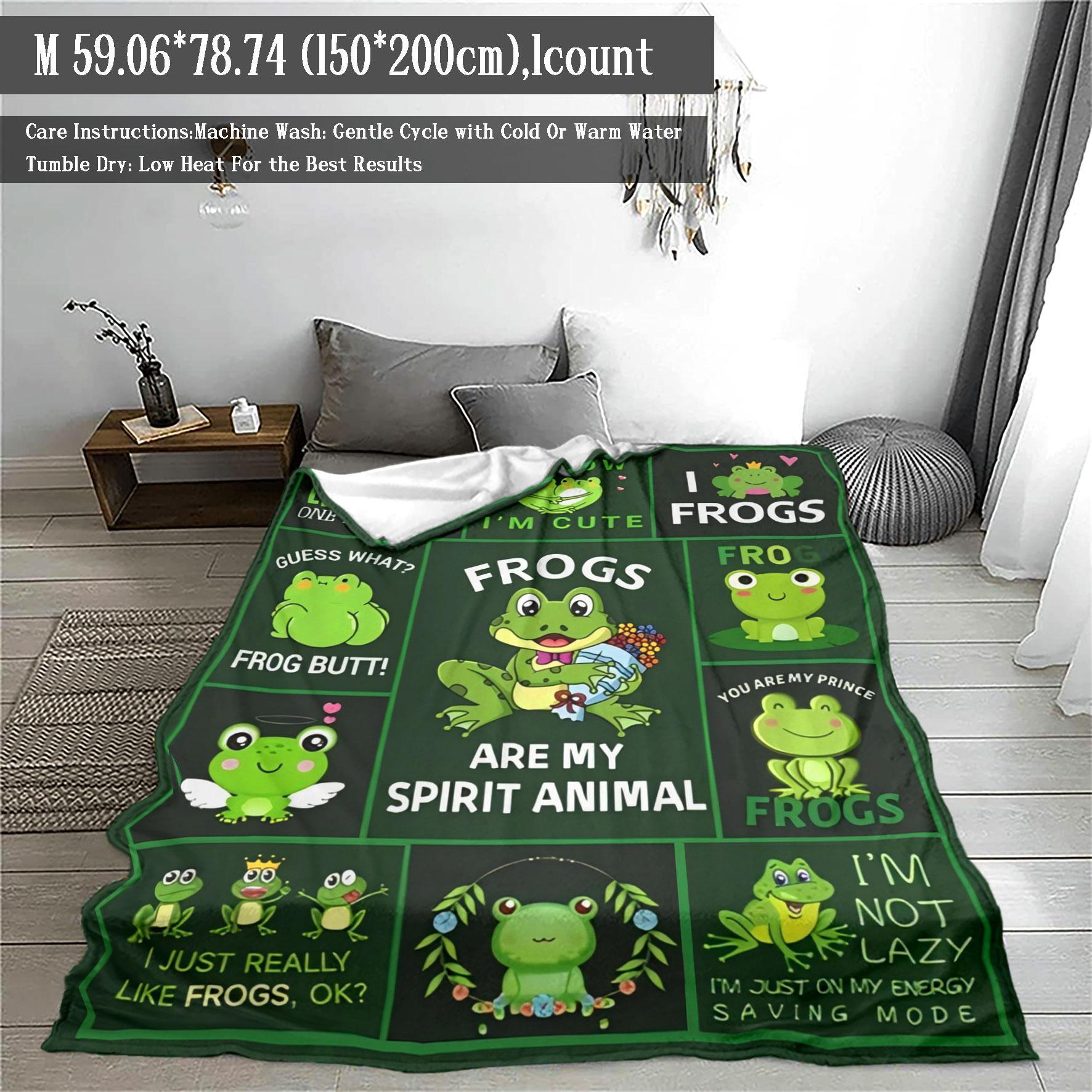 Frog Pattern Blanket, 1 Count Soft Throw Blanket, Air-conditioned Room Blanket, Warm Nap Blanket for Home Office Travel Camping, Cozy Blanket