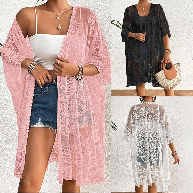 Women's Summer Long Flowy Kimono Cardigans Boho Chiffon Beach Cover Up Tops