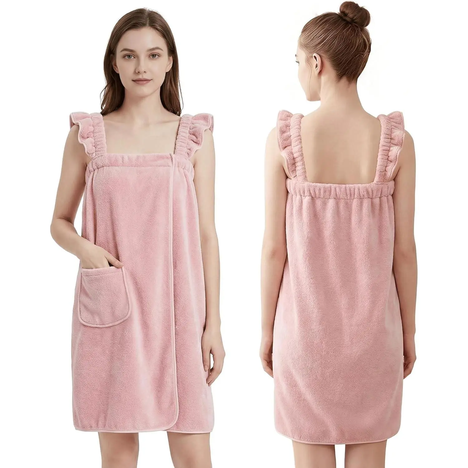 Women's Cozy Ruffled Strap Towel Wrap - Absorbent, Quick-Dry, Lightweight Bath Robe for Shower, Spa, Wife Gift, Resistant Women's Clothes Accessory