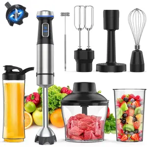 Immersion Blender Handheld Corded 8 in 1 Hand Blender Max 1000W 16 Speed Mode Stick Emulsifier with 800ml Mixing Beaker, 600ml , Whisk, Frother,  Masher and Portable Bottle