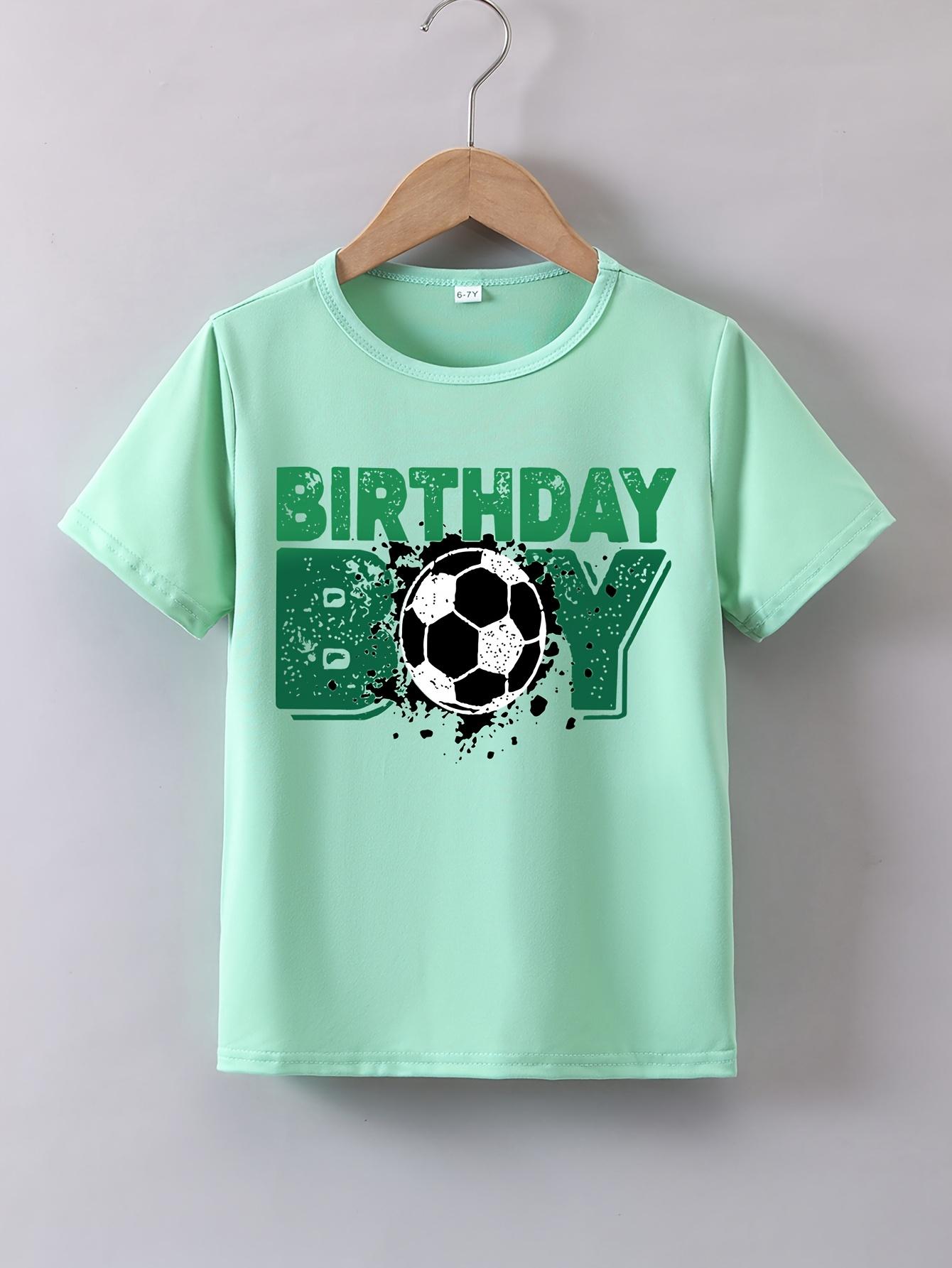 Boys' Summer Short-Sleeved "Soccer Loving Birthday Boy" Print T-Shirt