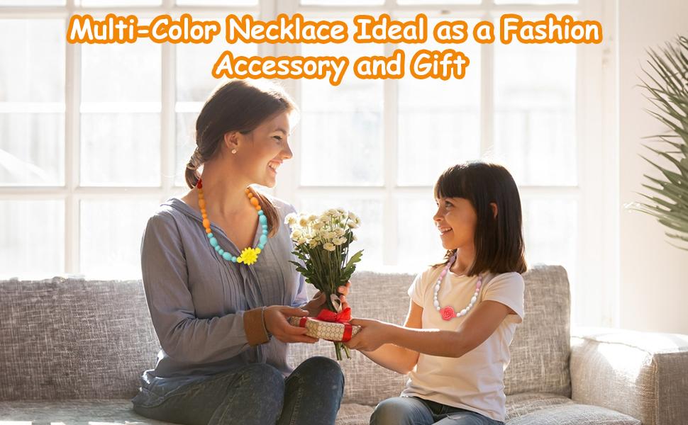 XY-NKL02 Teething Necklace for Baby, One-Piece Safety Design for Toddler, Chew Necklaces for Sensory Kids Adults with Autism, ADHD, Fidget, Biting, Anxiety - Flower Chew Jewelry Toys for Teething Relief