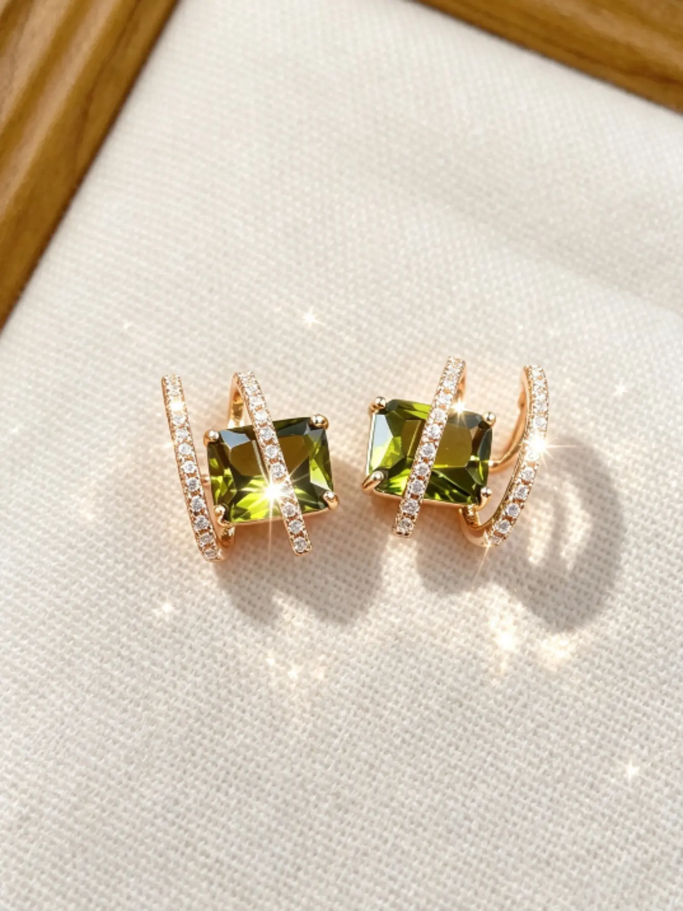 Super Large Sparkling Olive Square Diamond Hoop Earrings, Elegant Party Jewelry, Perfect for Daily Wear, Weddings, Birthdays, Travel