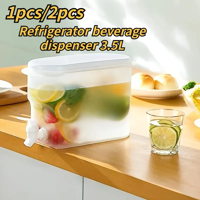 Plastic Water Jug with Faucet, Large Capacity Beverage Dispenser, Ice Water Bottle, Refrigerator Cold Water Jug, Fruit Tea Pot, Soda Bottle, Home Essentials