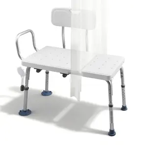 【DealsForYouDays】VEVOR Tub Transfer Bench for Bathtub, 400 lbs Capacity Heavy Duty Shower Chair with Arm, Backrest and Curtain Slot, Height Adjustable Shower Bench Bath Seat for Adults, Seniors, Elderly and Disabled