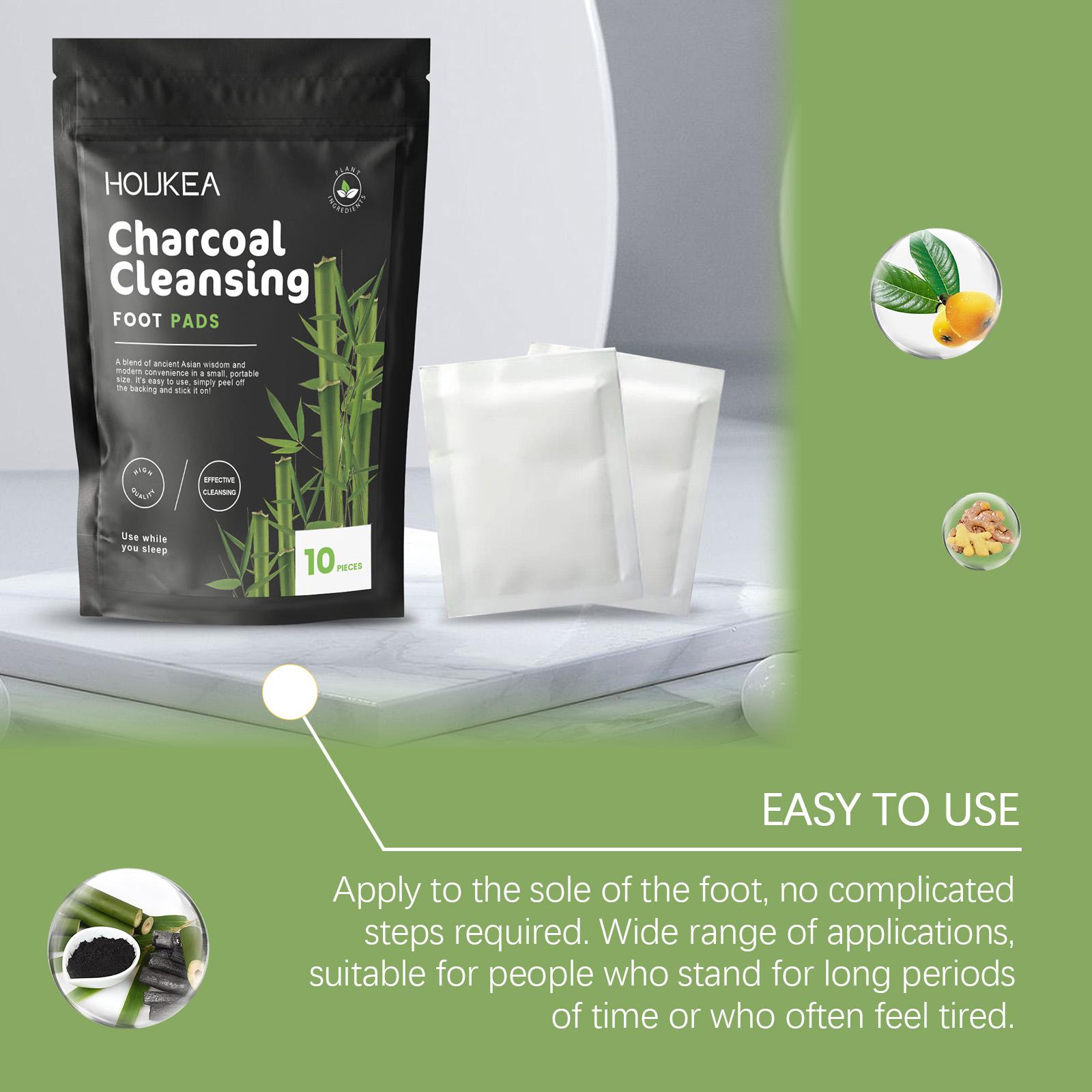Houkea Bamboo Charcoal Foot Patches Daily Gentle Foot Cleansing Body Care Sleep Bamboo Charcoal Foot Care Patches