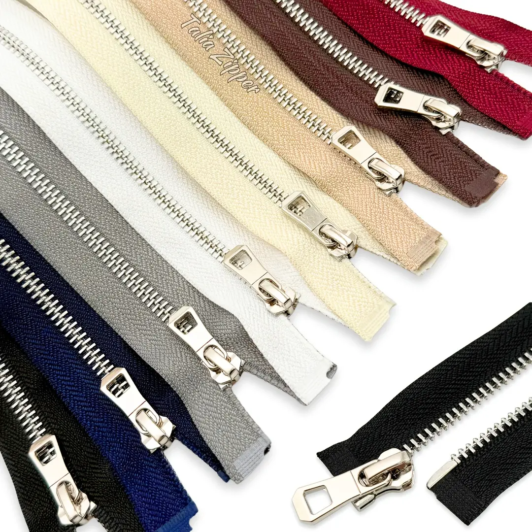 1 piece of high-quality size 5 metal silver tooth open-end zipper, available in multiple colors, ideal for DIY sewing of garments, down jackets, coats, tents, suitcases, handicrafts and more
