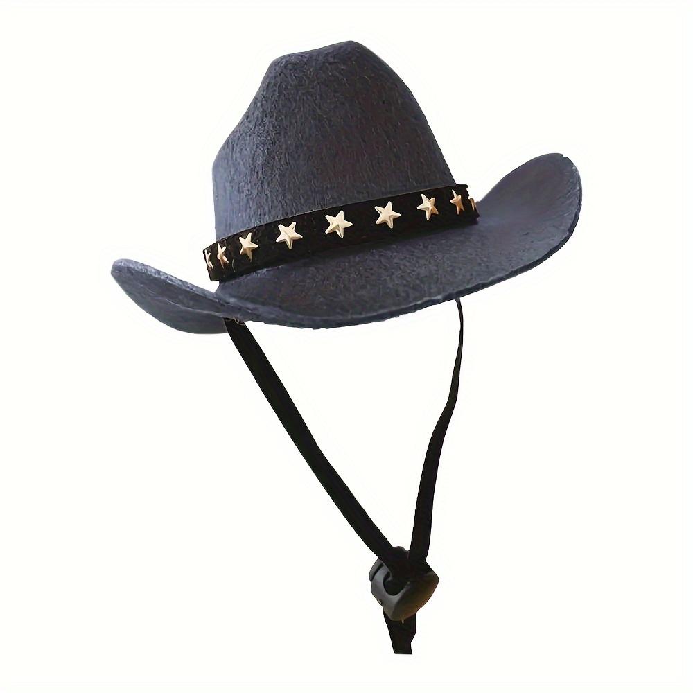 1pc Mini Cowboy Pet Hat with Tether for Small Dogs and Cats - Machine Washable, All-Season Polyester Woven Accessory for Holiday Parties and Outings, Breed-Specific Design
